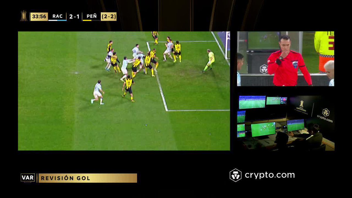 ❌⚠️ EL GOL ANULADO A RACING ANTE PEÑAROL POR FALTA DE MARCOS ROJO.