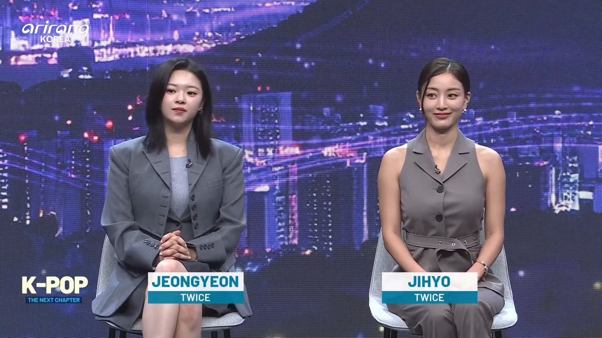 "Representing one of the world's biggest K-pop groups and the voices behind TAKEDOWN from KPop Demon Hunters soundtrack, please welcome JEONGYEON and JIHYO from TWICE."