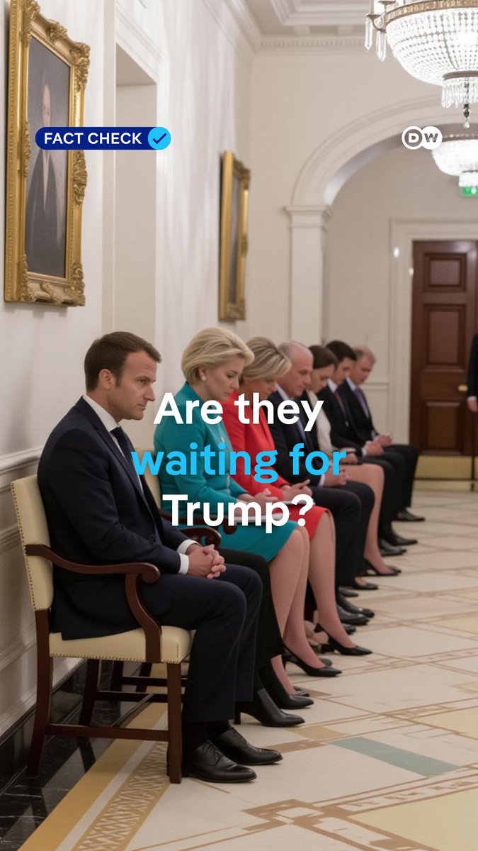 A viral photo claims US President Trump made European leaders wait like schoolchildren in a corridor during their recent trip to Washington. It's an AI-generated fake: