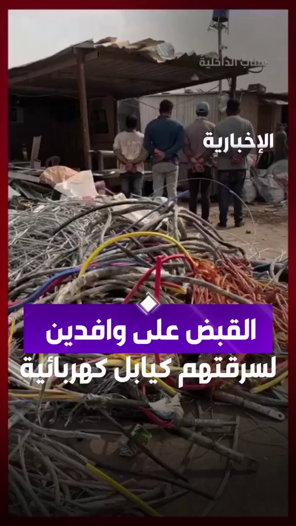 القبض على مجموعة من الوافدين لسرقتهم كيابل كهربائية من مدارس ومرافق عامة وخاصة في الرياض #الإخبارية