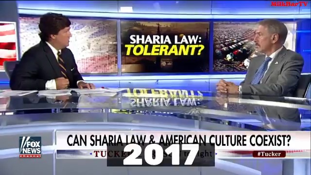 Watch Tucker Carlson's transformation from warning about the spread of SHARIA LAW to praising it.