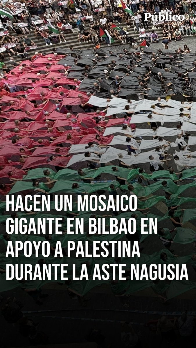 🎥 VIDEO | Organizan un mosaico gigante en Bilbao en apoyo a Palestina durante la Aste Nagusia 2025