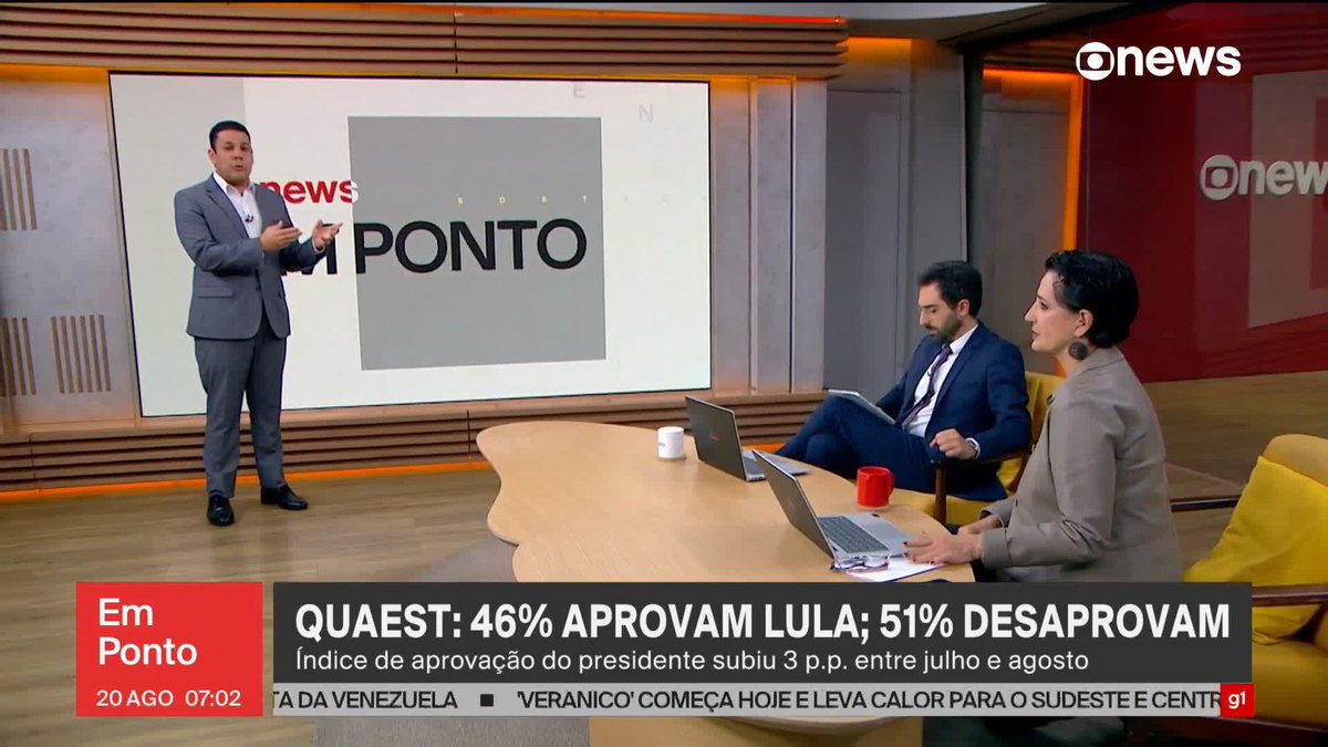 Quaest: 46% aprovam governo Lula; 51% desaprovam; avaliação é a melhor desde janeiro. #GloboNewsEmPonto ➡ Assista à #GloboNews: