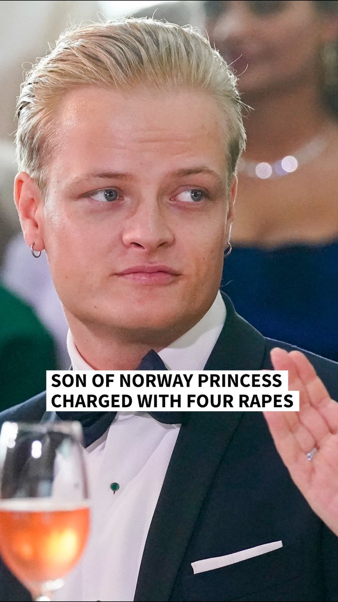 VIDEO: 🇳🇴 Son of Norway crown princess charged with four rapes Marius Borg Hoiby, the 28-year-old son of Norway's crown princess, has been charged with raping four women and several acts of violence, and could face up to 10 years in prison, a prosecutor has said #AFPVertical
