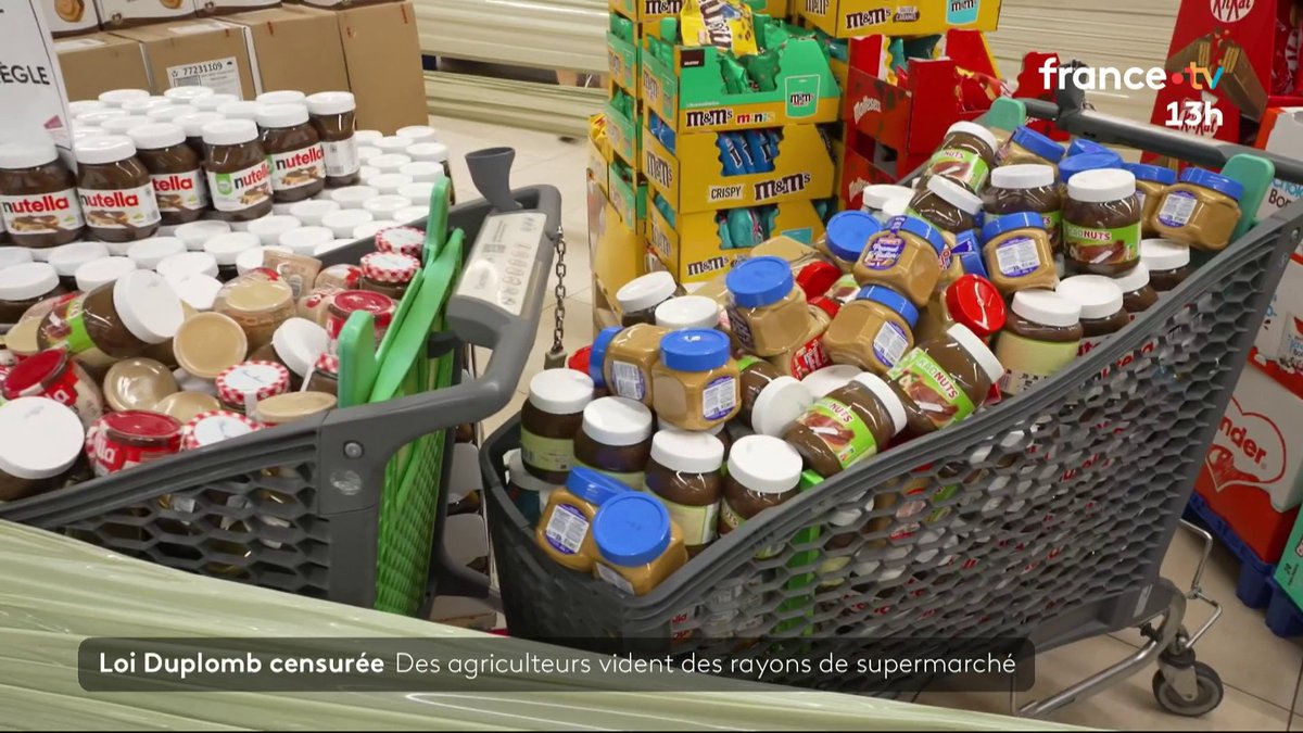🛒 Des agriculteurs du syndicat FNSEA sont en colère, ils ont décidé de le faire savoir ce mercredi 20 août, dans le Bas-Rhin, avec une action coup de poing. Ils ont vidé les rayons de supermarchés des produits contenant des néonicotinoïdes. #JT13h
