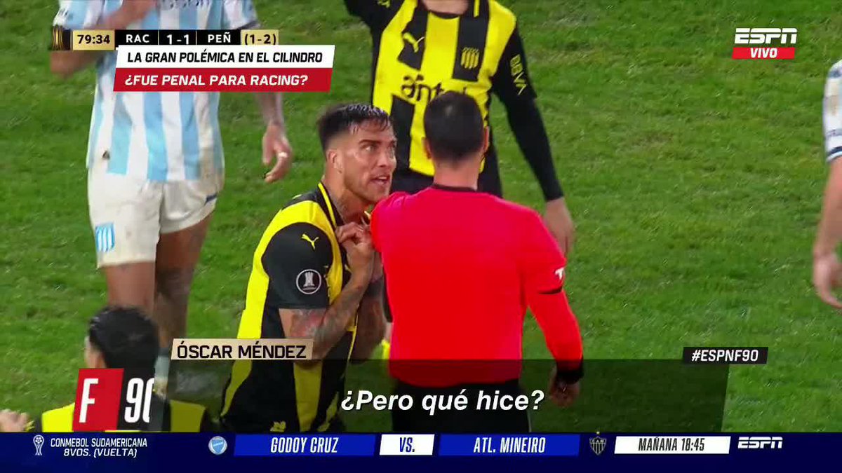 LA POLÉMICA DE LA NOCHE El análisis sobre el penal sancionado para Racing y ejecutador por Maravilla Martínez, que sirvió para la remontada ante Peñarol por la CONMEBOL #Libertadores. ▶️ Mirá #ESPNF90 en el Plan Premium de #DisneyPlus