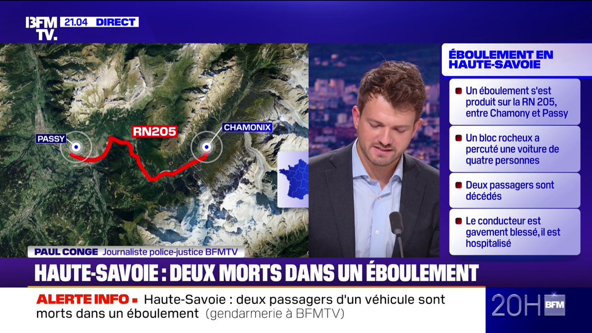 Deux morts après un éboulement sur la RN 205 en Haute-Savoie, deux autres personnes blessées