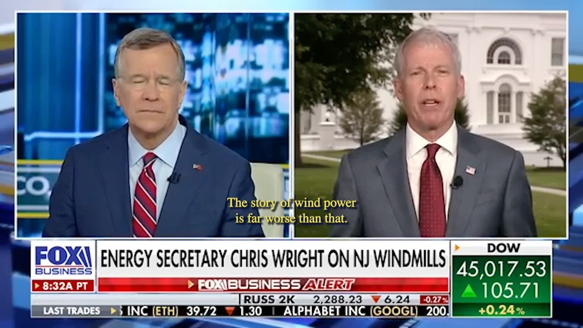 .Secretary Chris Wright: “Usually if you subsidize something, you take other people’s money to make something cheaper. The story of wind power is far worse than that—we’ve taken other people’s money and made something more expensive.”