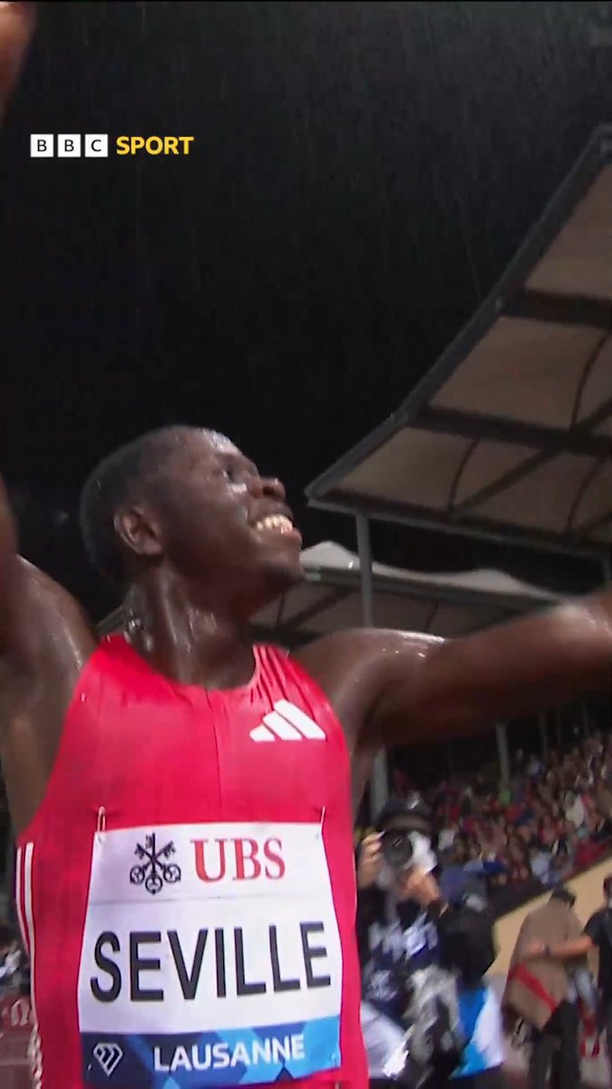 "If there's anyone singing in the rain then it's this guy!" 🌧️ Noah Lyles loses out to Oblique Seville in torrential conditions in the Lausanne Diamond League meet 💎
