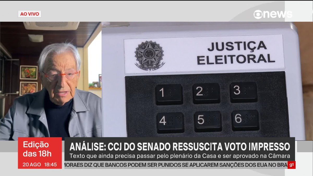 “O sistema (eleitoral) brasileiro é muito respeitado, (...) e ao longo desse período não foi registrado nada que pudesse dizer que ele é problemático, falível. (...) Acredito que essa situação (volta do voto impresso) não vai avançar muito, e pode e deve morrer em algum lugar. Provavelmente no veto presidencial, possivelmente no Supremo (Tribunal Federal)”, diz Fernando Gabeira sobre a CCJ do Senado ter ressuscitado o voto impresso no Código Eleitoral. ➡ Assista ao #Edição18: #GloboNews