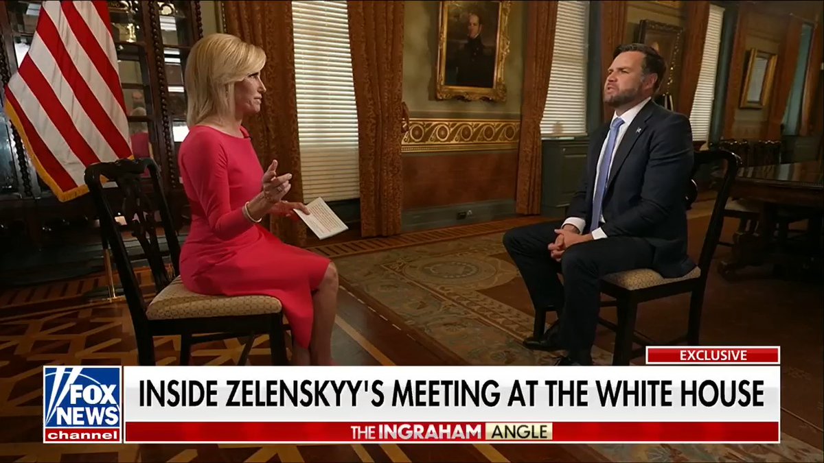 "One of the things I realized about President Trump’s leadership is he cuts through the BS of some of these diplomatic protocols, and just says I'm going to get things done." VP Vance describes the moment President Trump called Putin while European leaders were gathered at the White House in an interview with Laura Ingraham
