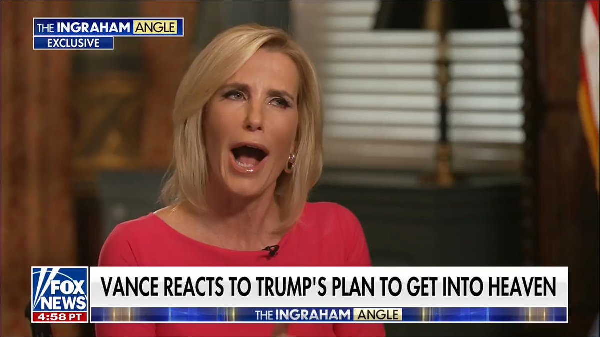 VP Vance tells Laura Ingraham the priest who baptized him said: "If [Trump is] able to make peace in Russia- Ukraine, I'll put in a word with the big guy."