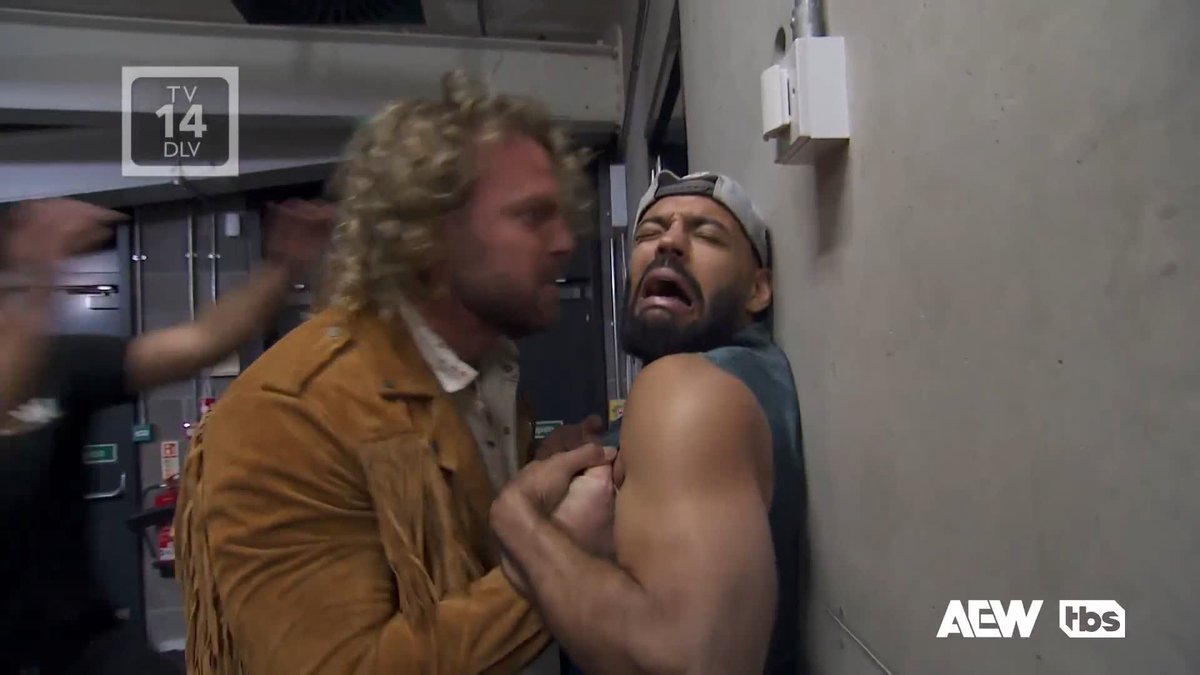 Full of rage, #AEW World Champion Hangman Page is hunting for Maxwell Jacob Friedman™️ but crosses paths with Lightskin Kingpin instead! Watch #AEWDynamite on TBS & HBO Max