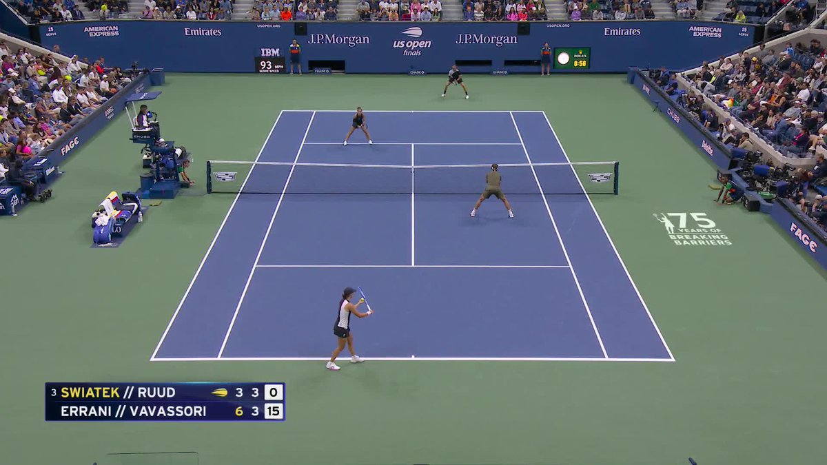 Errani with the quick hands at the net in the midst of a tight second set!