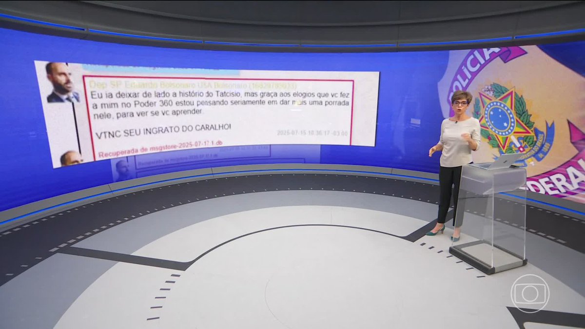 Renata Lo Prete resumindo com o poder de sua oratória sobre inquérito da PF que revela a disputa interna no núcleo próximo a Bolsonaro. Ainda desenha a intenções do Eduardo e coloca no ar o áudio do Malafaia sem a censura aos palavrões proferidos.