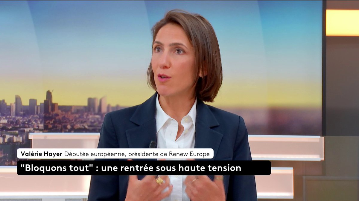“Il y a beaucoup de choses que l’on ne sait pas sur ce mouvement. Je le trouve préoccupant. Les personnes mécontentes ont des opportunités de s’exprimer via les élections“, s’inquiète V. Hayer, présidente de Renew Europe, à la veille de l’appel à l’immobilisation “Bloquons tout“.