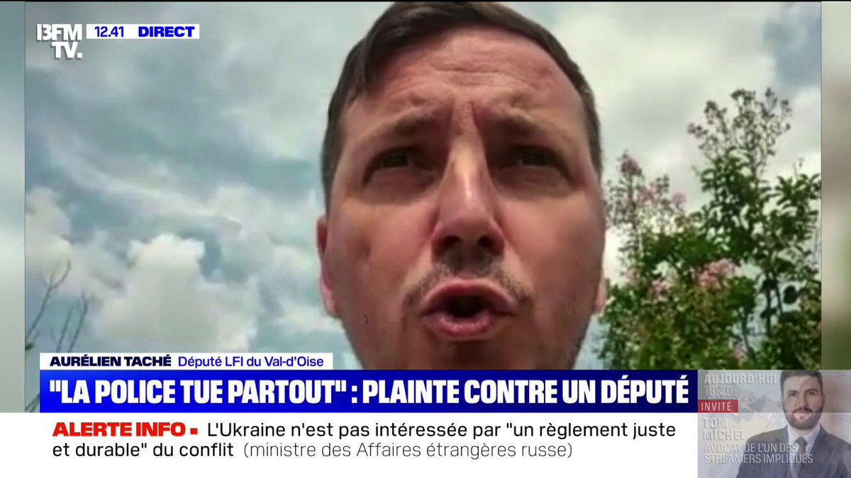 🗨️ "C'est pour susciter le débat" ➡️ Le député LFI Aurélien Taché assume sur BFMTV sa phrase “la police tue partout” publiée sur les réseaux sociaux
