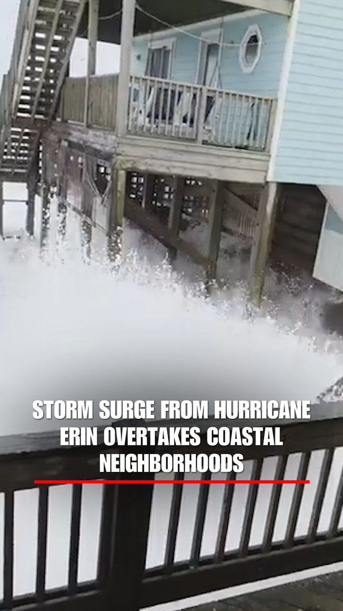 WATCH: Hurricane Erin lashes homes in North Carolina with intense waves as the storm skirts the East Coast.