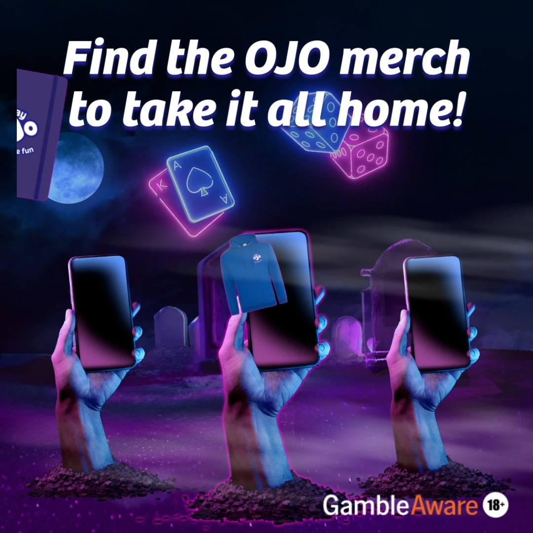 𝐓𝐢𝐦𝐞 𝐟𝐨𝐫 𝐭𝐡𝐞 𝐳𝐨𝐦𝐛𝐢𝐞 𝐬𝐡𝐮𝐟𝐟𝐥𝐞! Spot the phone with our OJO merch and you could win it all. Mwah ha ha ha! 🧟‍♂️⁣ ⁣ Each merch set includes: ⁣ - A PlayOJO notebook ⁣ - Magnetic speaker ⁣ - Tote bag ⁣ - Blue hoodie ⁣ - and stylish OJO socks ⁣ ________ ⁣ Five randomly selected winners will be announced on 27th August to each win a merch set. ⁣ Winner must message us to redeem. Prize is not exchangeable for cash.