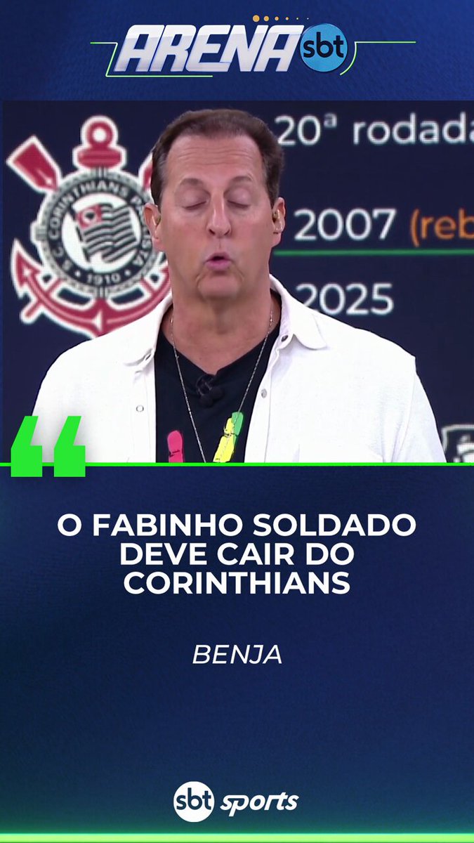 “Os jogadores estão insatisfeitos, o Fabinho Soldado deve ser demitido, tem transfer ban… O clima é péssimo! Se o Corinthians conseguir escapar do rebaixamento este ano, a torcida tem que comemorar. É o pior momento da história!” 🎙️ Benja. 🎥 SBT Sports