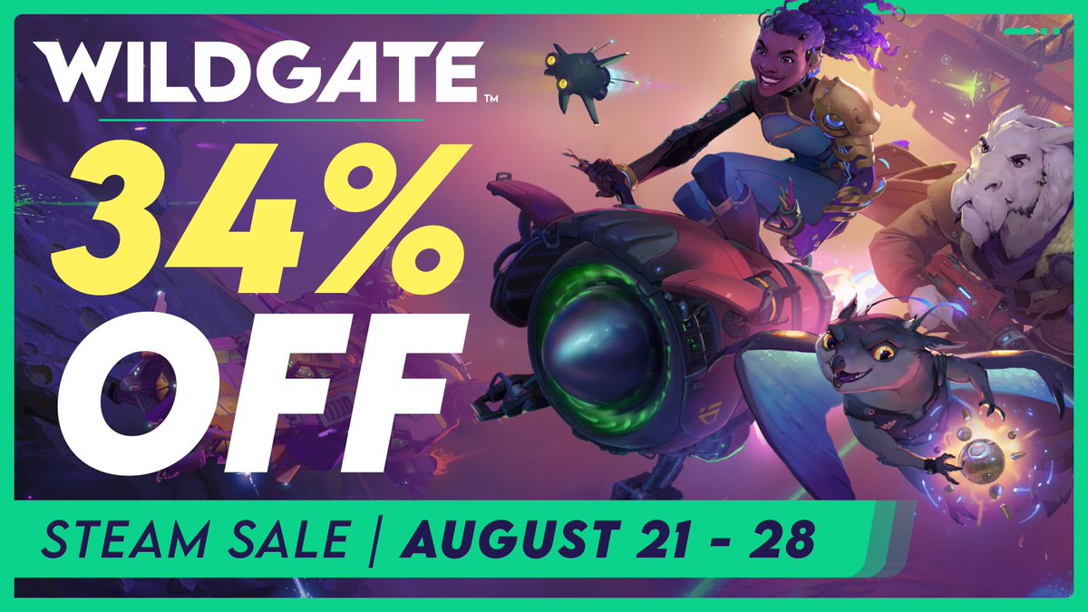 Your ticket to the Reach just went on sale... For the next week, #Wildgate is 34% off on Steam! --- Ain't no space crime like the present: Grab a friend (or three) and dive in to a spaceship crew-based PvP shooter that's out-of-this-world. ✨
