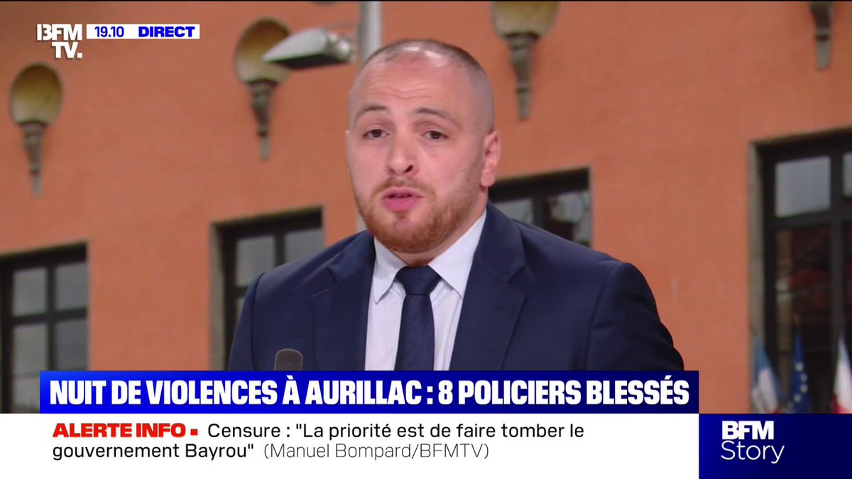 Affrontements à Aurillac: "Quand on n'aime pas les policiers parce qu'ils portent l'uniforme de la République, c'est du racisme anti-flic", estime Matthieu Valet, député européen Rassemblement national