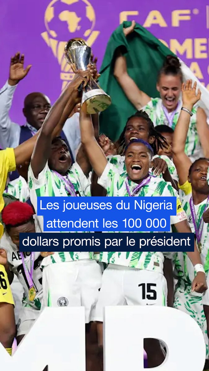 Le président du Nigeria Bola Tinubu a promis de verser 100 000 dollars et de donner un appartement aux joueuses de l’équipe nationale championnes d’Afrique.Trois semaines plus tard elles attendent toujours l’argent et les clés de l’appartement.