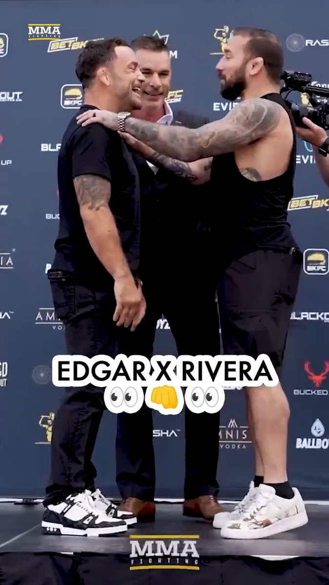 Former #UFC champ Frankie Edgar is back! Edgar faces off with Jimmie Rivera ahead of their bare-knuckle matchup at #BKFC 82. 👀