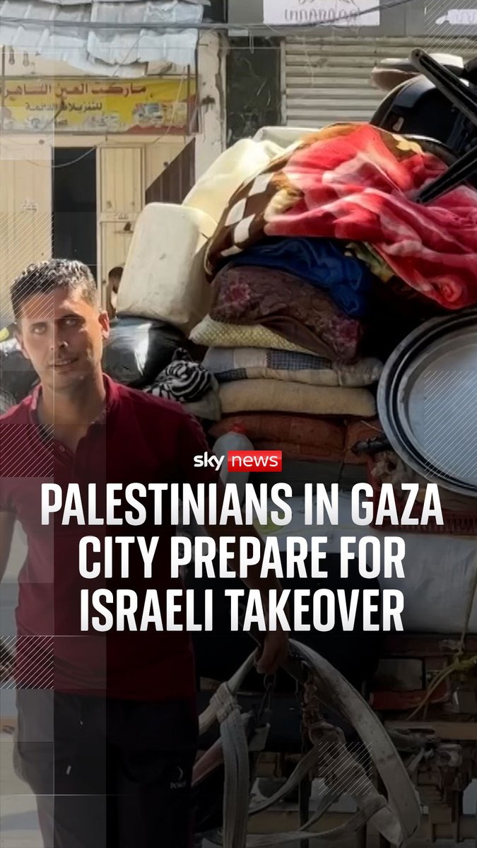Palestinians in Gaza City are preparing ahead of Israel's controversial offensive to take control of the area. Israel's PM has said he has instructed talks to begin over ending the war and freeing the hostages still in Gaza. Sky's @AdamParsons reports ➡️