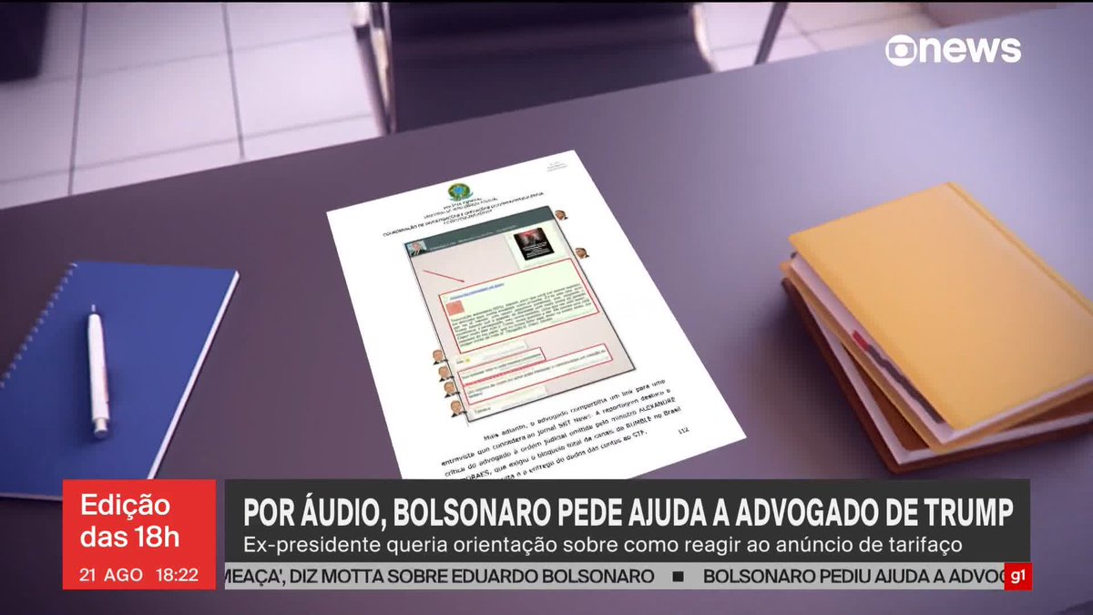 Novo áudio da PF: Bolsonaro pediu orientação ao advogado americano Martin de Luca, ligado a Trump, sobre como reagir ao tarifaço. De Luca já atuou como promotor nos EUA e fala português. ➡Assista na #GloboNews: #Edição18
