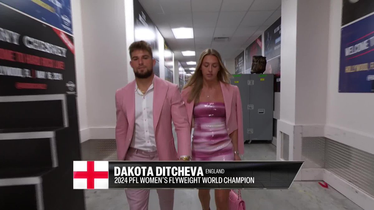 Dalton Rosta arrives in matching outfits with Dakota Ditcheva. PFL’s first couple.