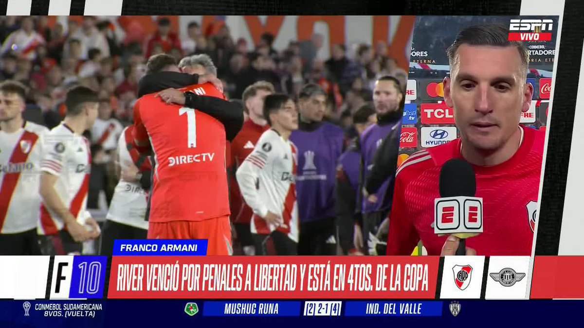 🥹 La palabra del Pulpo Armani, MUY EMOCIONADO, luego de ser héroe en los doce pasos para clasificar a River a cuartos de la #Libertadores 📺 Mirá TODA la CONMEBOL #Libertadores por #DisneyPlus Plan Premium