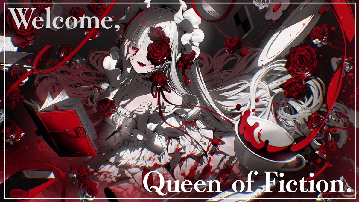 【👑告知👑】 ** ┈┈┈┈┈┈┈┈┈┈┈┈** Welcome, Queen of Fiction. ** ┈┈┈┈┈┈┈┈┈┈┈┈** #Arcaea 楽曲コンテストで採用された混沌なる楽曲、どうぞお楽しみください。 ➡️ 「無聊の白薔薇には絢爛な絵の具を、平凡な日常には狂乱の茶会を。」