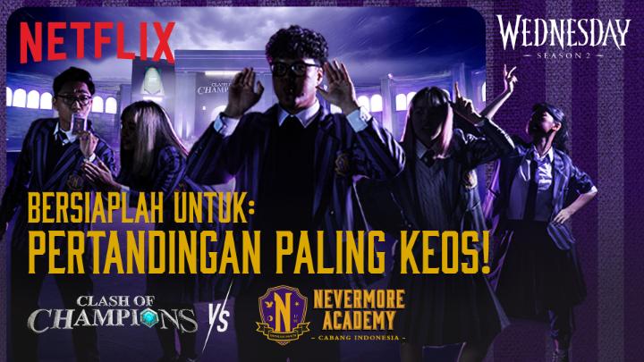 Siap-siap buat pertandingan yang HEBOH, SERU, KEOS, antara para Outcast dari Nevermore Academy Cabang Indonesia ngelawan para Champions! Tonton tanggal 27 Agustus nanti di channel YouTube-ku &amp; ruangguru!