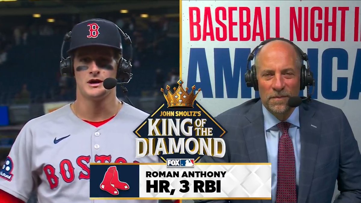 "Got a great pitch to hit and didn't miss it. It was a great feeling." Red Sox rookie Roman Anthony homers in his first game at Yankee Stadium and takes home John Smoltz’s #KingOfTheDiamond award.
