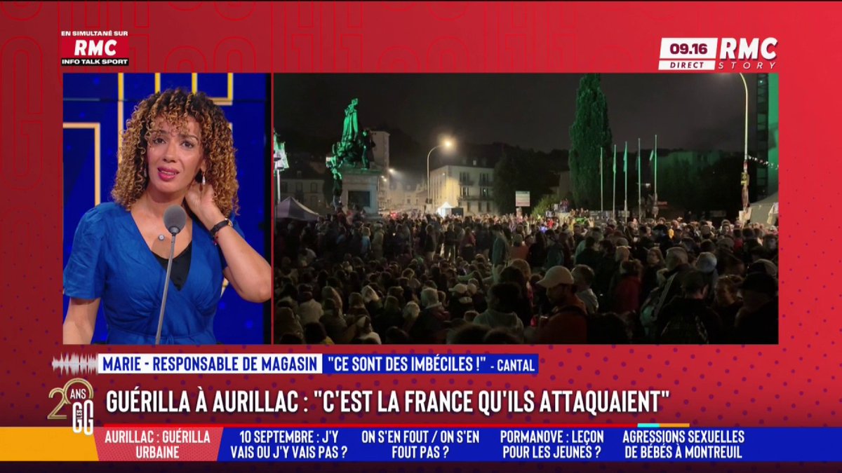⚔️ Guérilla urbaine à Aurillac ! 📞 Marie, au 3216 : "Ce sont des punks à chien, alcoolisés, drogués, qui se font pipi et caca dessus. Les commerçants du centre ferment dès qu'il y a le festival. Les festivaliers campent dans les jardins des habitants et les agressent." #GGRMC