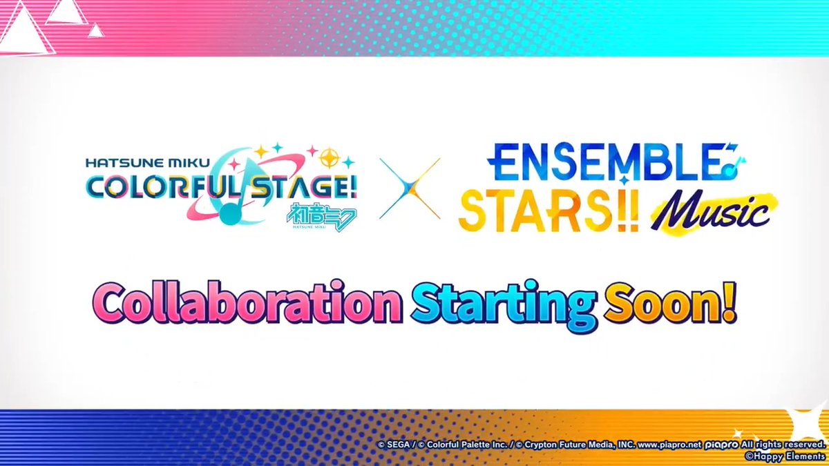Ensemble Stars!! Music × HATSUNE MIKU: COLORFUL STAGE! Collaboration Coming Soon! The grand music festival, ASTRO FES is launching during the collaboration! Stay tuned for more information!