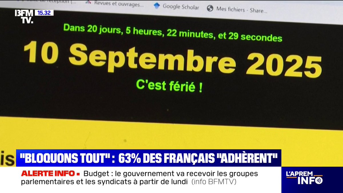 Mobilisation du 10 septembre: 63% des Français "adhèrent" au mouvement