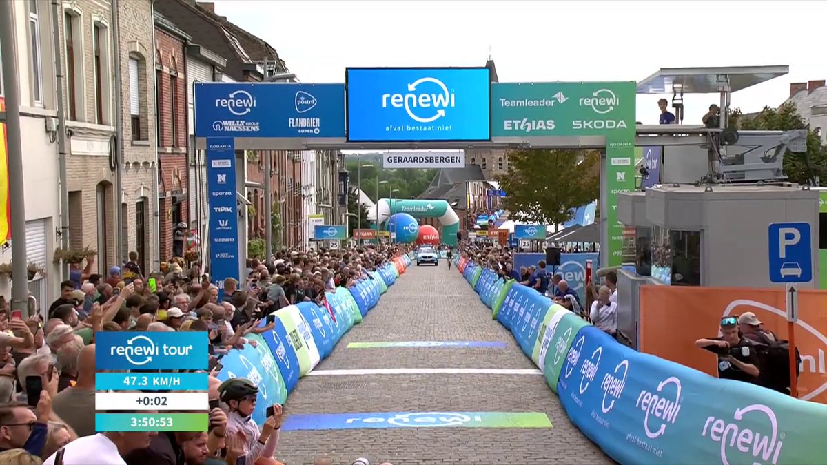 Now that was a proper, beast 30-second sprint on the cobbles of the Muur! 😍 De Lie gave his best but Mathieu VDP was still the strongest at the end of a great race. Tim Wellens lost 12 seconds in this sprint by the way, this tells you enough. #RenewiTour