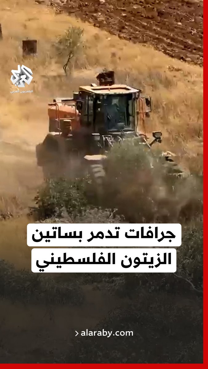 الجرافات الإسرائيلية تقتلع أشجار الزيتون في بلدة المغير شمال رام الله تزامنا مع حصار البلدة ومنع الأهالي من العودة إليها