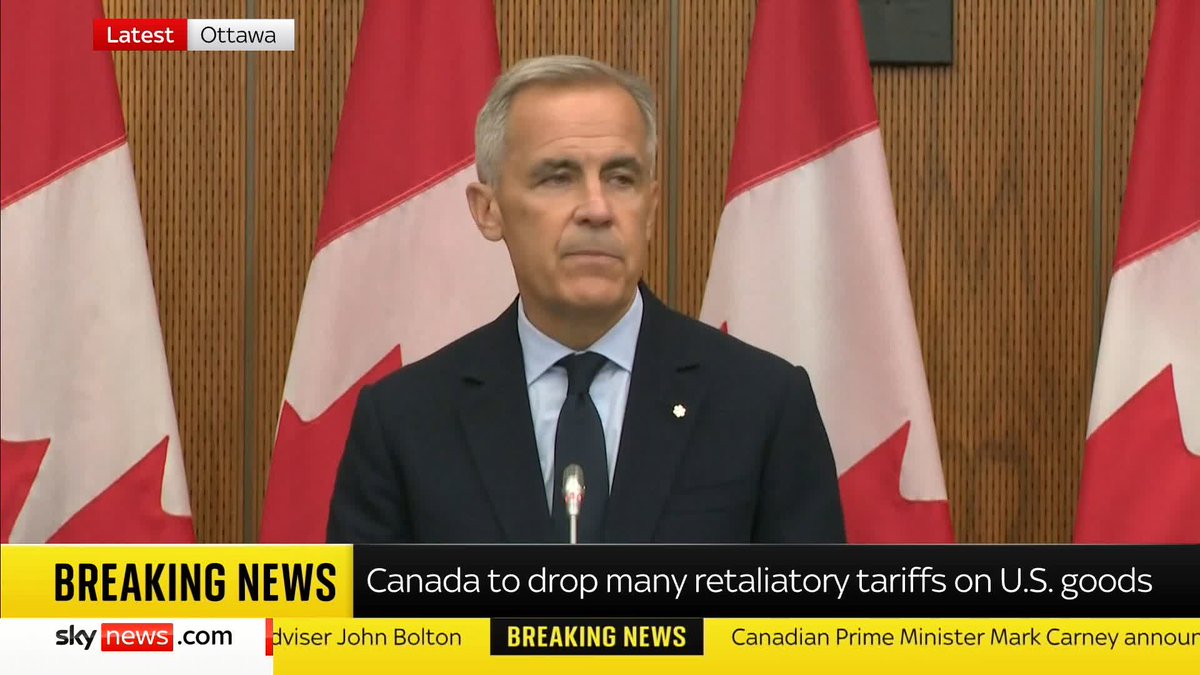 "Canada currently has the best trade deal with the United States" Canadian PM Mark Carney says they will now remove counter-tariffs on US goods. 📺 Sky 501, Virgin 602, Freeview 233 and YouTube