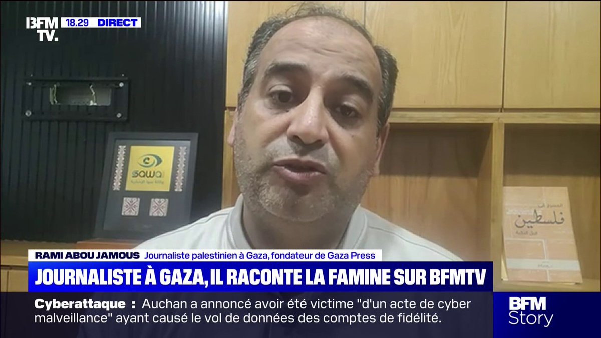 Famine à Gaza: "On est épuisé, physiquement on est affaibli", alarme Rami Abou Jamous, journaliste palestinien à Gaza