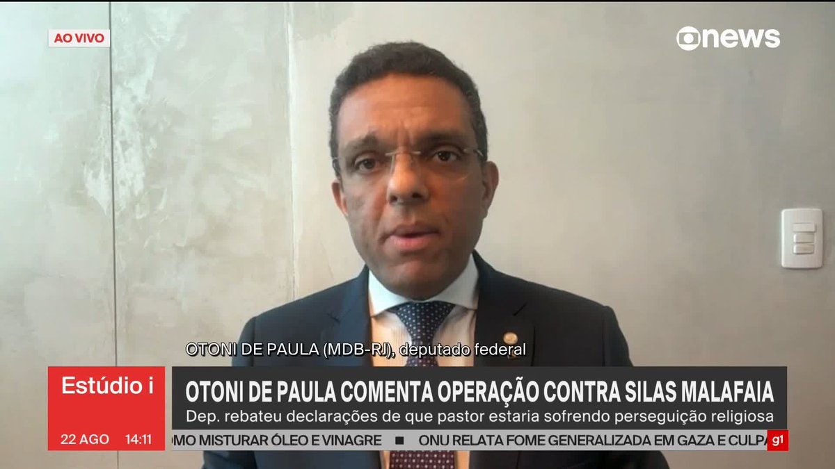 “As minhas críticas não são ao pastor Silas, mas quando se tenta envolver a Igreja nessa guerra política. (...) O pastor Silas, que demonstra ser um homem muito corajoso, precisa encarar essa guerra de forma altruísta, pessoal. Quando ele chama isso de perseguição religiosa, o que está dizendo é que o ministro Alexandre de Moraes, a quem podemos ter todas as críticas, estaria agora fazendo uma perseguição à Igreja de nosso senhor Jesus, contra a Igreja evangélica. Não, não há essa perseguição. Seria (perseguição religiosa) só se o pastor Silas estivesse no inquérito da Polícia Federal porque estava orando, evangelizando em praça pública, pregando a palavra de Deus. Não é esse o caso”, diz o deputado federal Otoni de Paula (MDB-RJ), sobre Silas Malafaia dizer que existe uma perseguição religiosa. ➡ Assista ao #Estúdioi: #GloboNews
