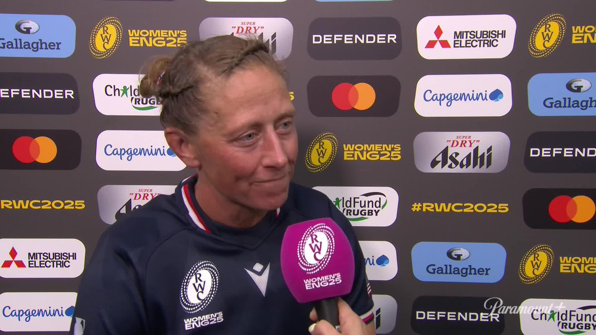 "To everyone back home, thank you for your support" 🇺🇸 USA captain Kate Zackary reacts to record attendance for an opening Women's World Cup match 🙌 Stream every Rugby World Cup match on Paramount+ 🏉