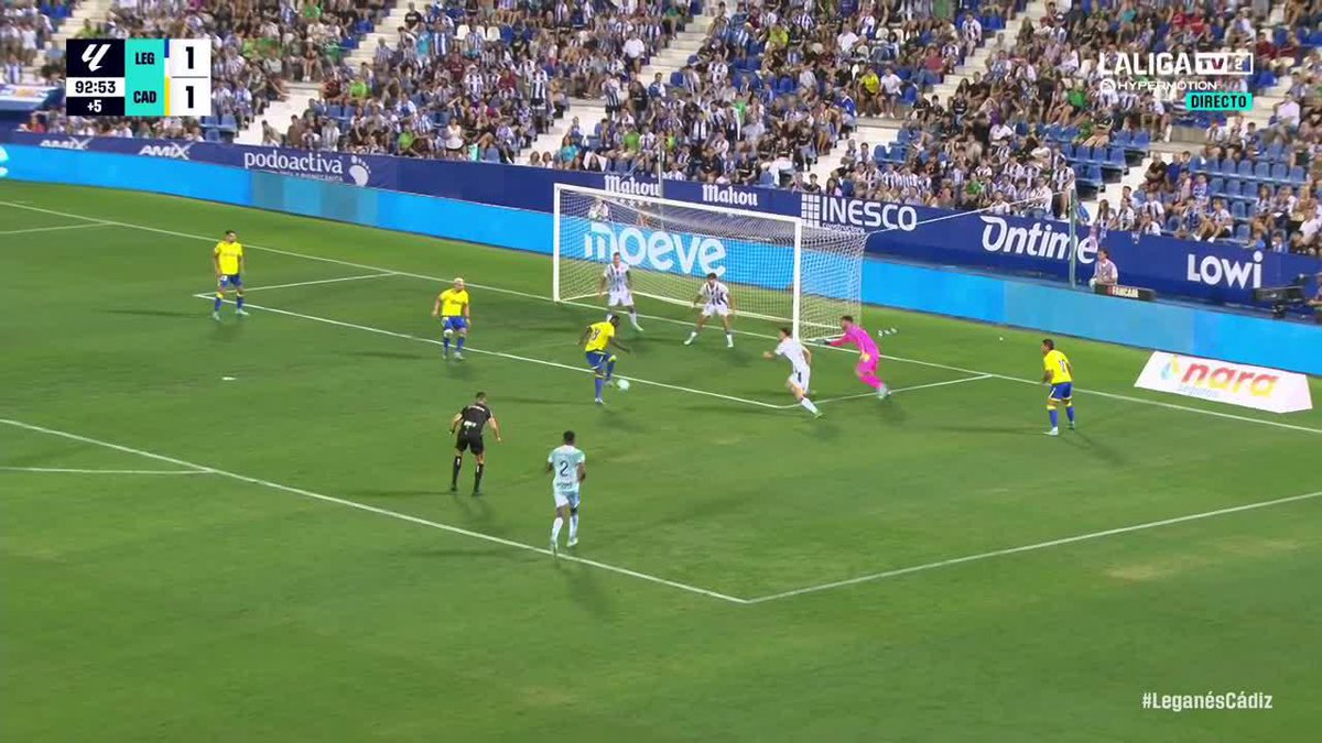 ¡NO SE PUEDE CREER! 😳 La ocasión que falló el Cádiz para ganar en Leganés 👀 #LALIGAHYPERMOTION