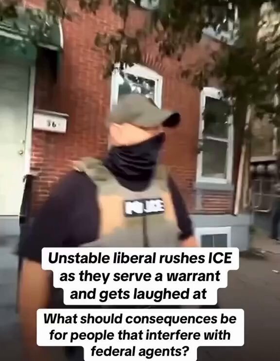 Unhinged liberal rushes ICE agents and gets laughed at.. 🤣🤣