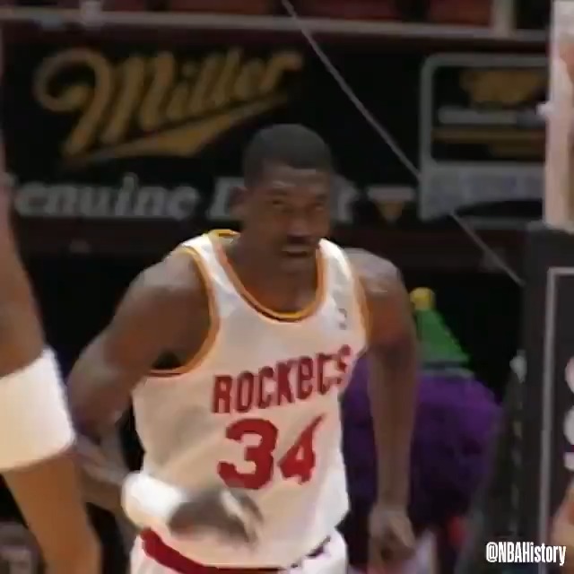 Hakeem Olajuwon in 1993-94: 27.3 PPG 11.9 RPG 3.6 APG 1.6 SPG 3.7 BPG 52.8% FG 80 GP Most Valuable Player Defensive Player of the Year Finals MVP Playoffs — 28.9 PPG, 11.0 RPG, 4.3 APG, 1.7 SPG, 4.0 BPG Most blocks in a playoff run