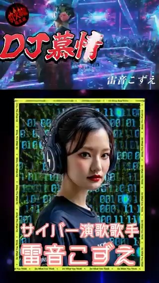 【🔥引火速報🔥】 #サイバー演歌 として最初に作られた元祖サイバー演歌第一号「DJ慕情」を雷音こずえがリメイク&カバー!雷鳴のこぶしであの名曲がよみがえる!フルバージョンは動画をクリック or リプライから! #雷音こずえ #サイバー演歌の女王 #令和の電脳ひばり