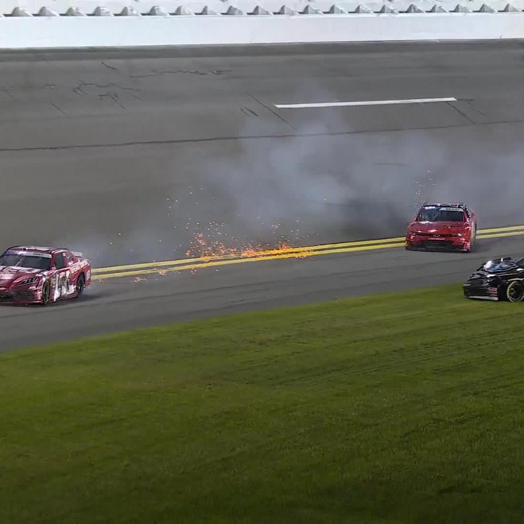 There's more trouble on track! Taylor Gray slides and collects the No. 51.