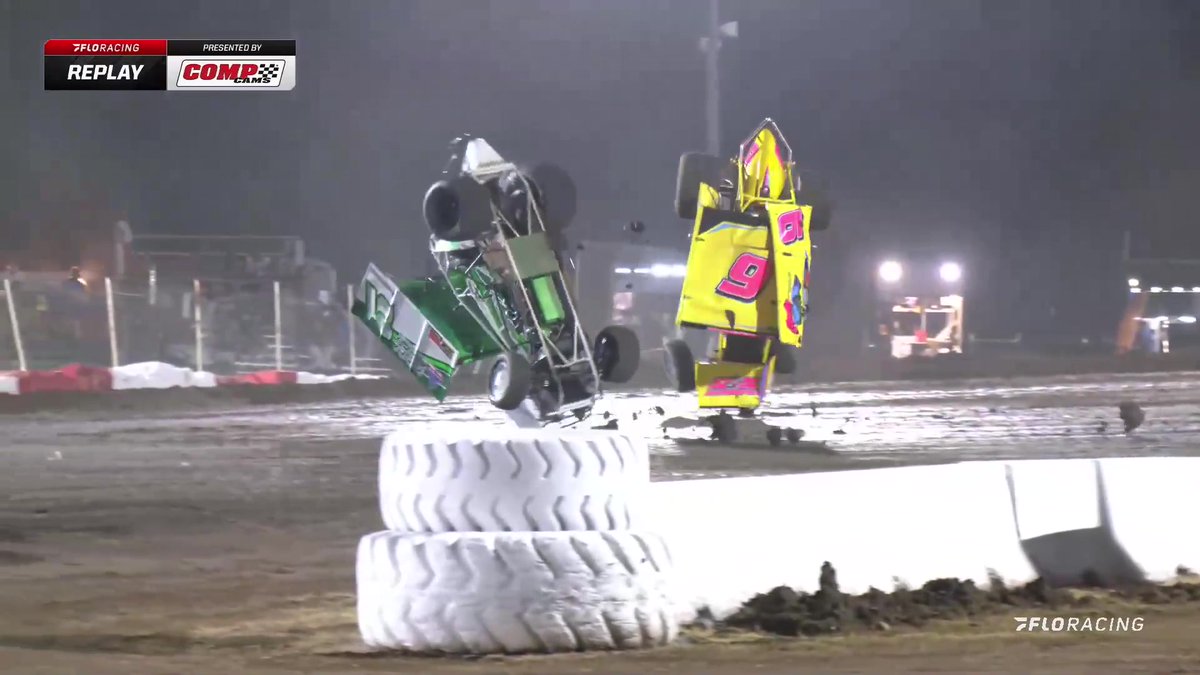 💥 Double flip on the final lap of the High Limit Racing B-Main at Silver Dollar Speedway! #HighLimitRacing #GoldCup71